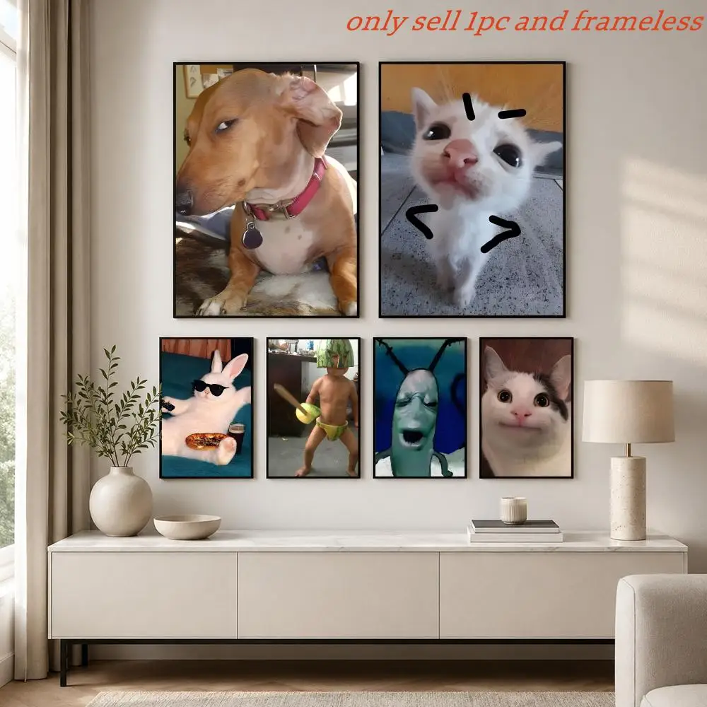 Poster Prints Cover Painting Wall Art Picture Living Room Home Decor Fantasy Internet Meme Emoji Animal Images