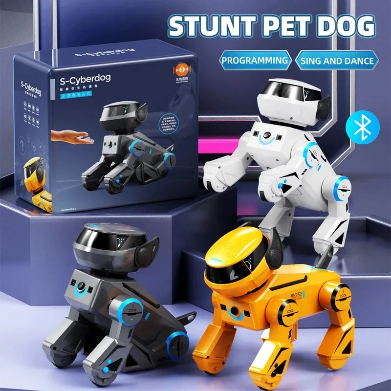 Remote Control Robot Dog Toys, Intelligent Programming Rc Toy Car Audio Robot Interactive Stunt Music Puppy