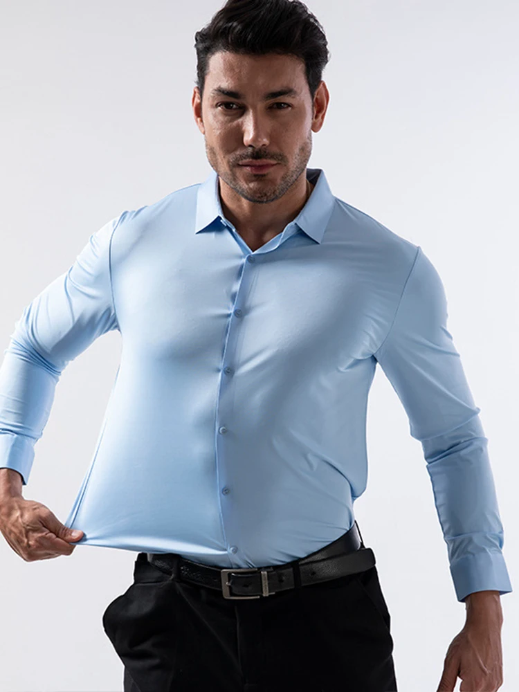 Man sleeveless shirt ice silk spring summer seamless high stretch non-ironing anti-wrinkle business casual solid color