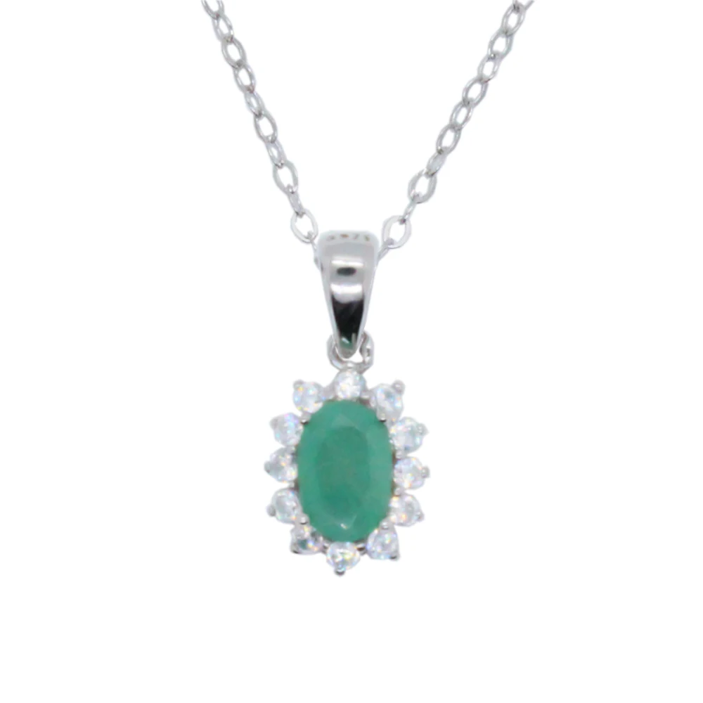 CoLifeLove 4mm*6mm 100% Real Emerald Pendant Solid 925 Silver Emerald Necklace Pendant Classic Gemstone Jewelry