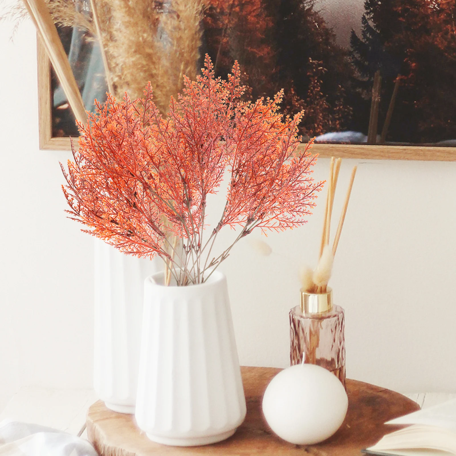 

6pcs Artificial Fern Plants Lifelike Faux Leaf For Home Wedding Party Decor Diy Table Centerpieces Photography Props Indoor