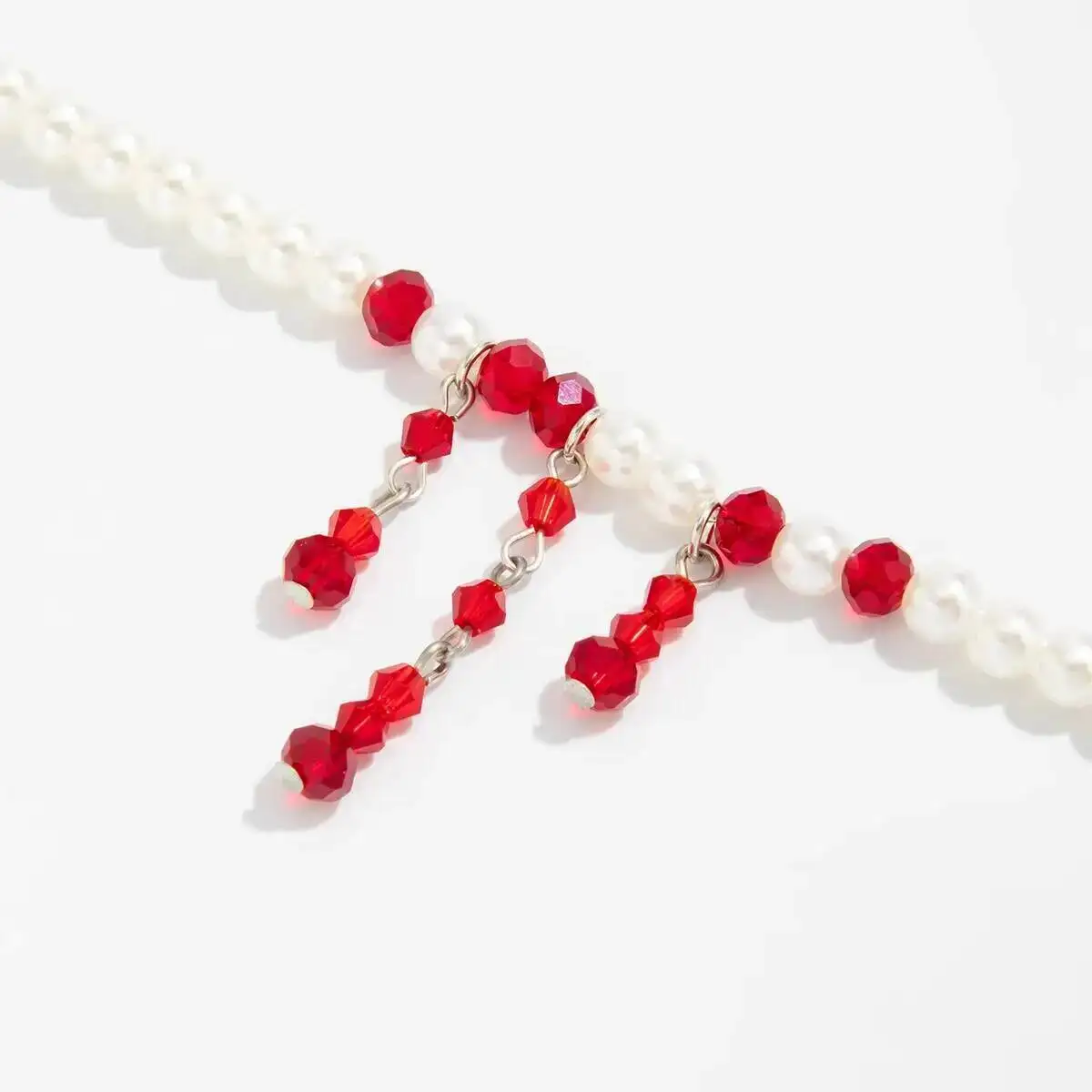 SHIXIN Gothic Red Crystal Blood Drop Quaste Choker Halskette für Frauen Elegante Imitation Perle Kette Halloween Hals Schmuck Geschenk – Detail 8
