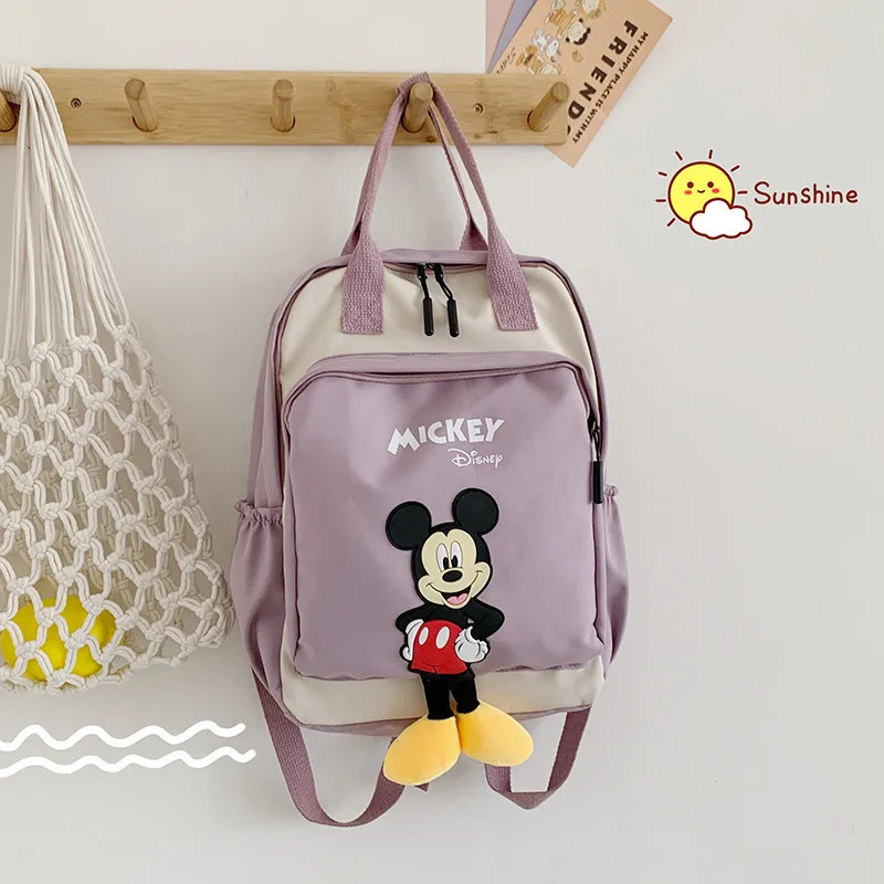 Disney-mochila con estampado de Mickey para estudiantes, morral escolar para estudiantes de secundaria, morral encantador para adolescentes y niñas