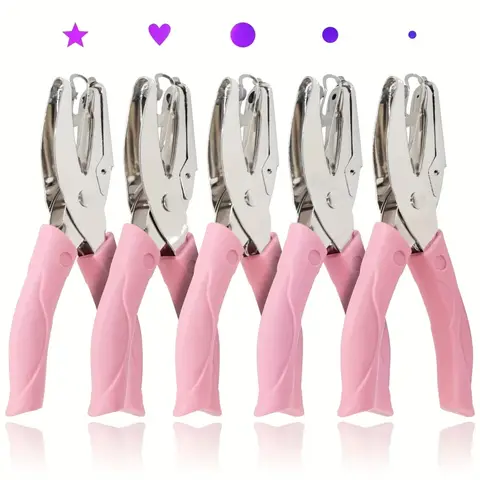 Bilashmart 1PC Cute Metal Handheld Paper Punch Scrapbooking Clothes Single Hole Punches Star Heart Circle Hole DIY Craft Shape Cutter