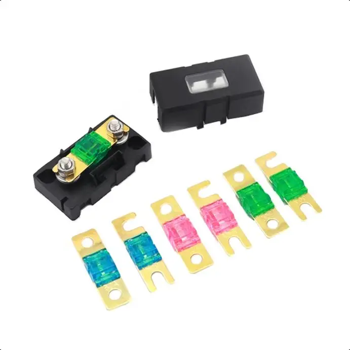 【1Set】Small Fork Bolt Fuse Holder Electric Vehicle Bolt Fuse Box Insert 20A 30A 40A 50A 70A 80A 100-150A 175A 200A ANL/ANS Fuse