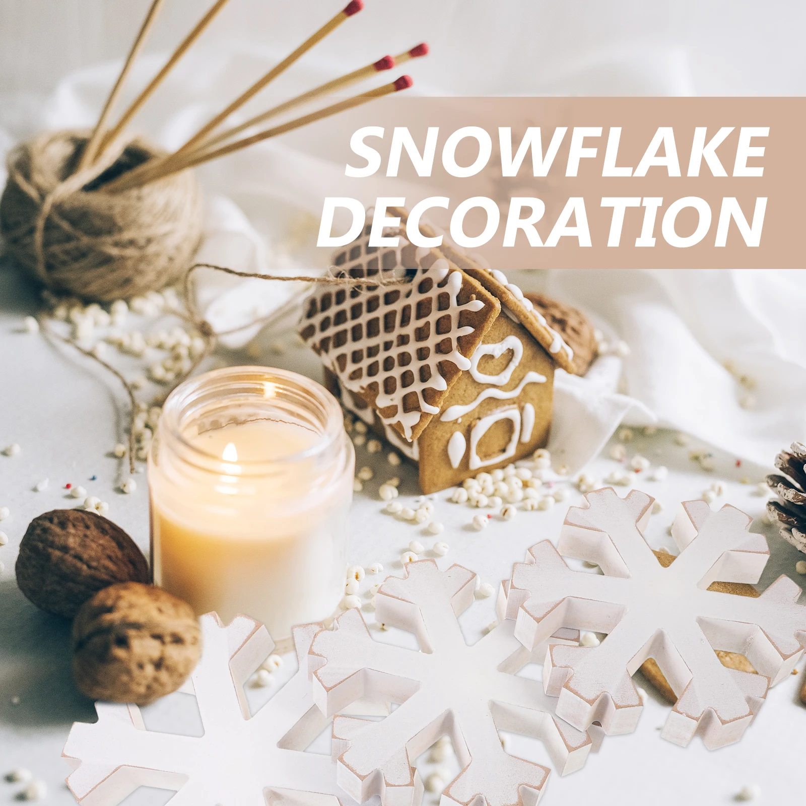 

3pcs Wooden Snowflake Decoration Christmas Ornament Home Desktop Party Decor Xmas Tree Craft Festive Diy Accessories