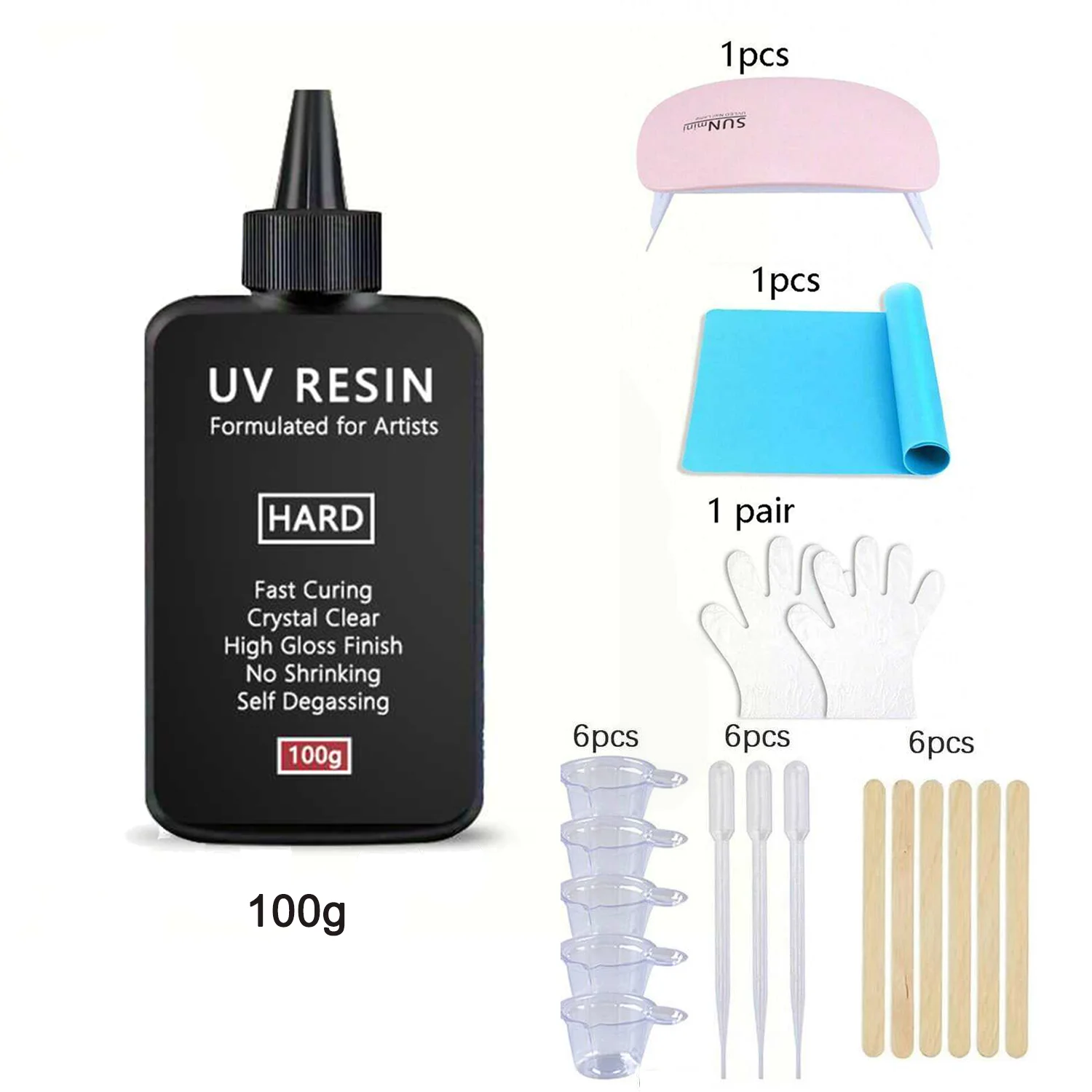 Kristalheldere harde UV-hars Verbeterde formule Ultraviolet snel uithardende hars voor het maken van sieraden, harde transparante zonne-uithardende hars