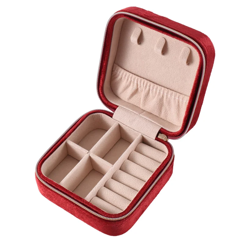 ABXF-caja de joyería de viaje de terciopelo de felpa, organizador de joyería de viaje, joyero pequeño para mujer, estuche para pendientes