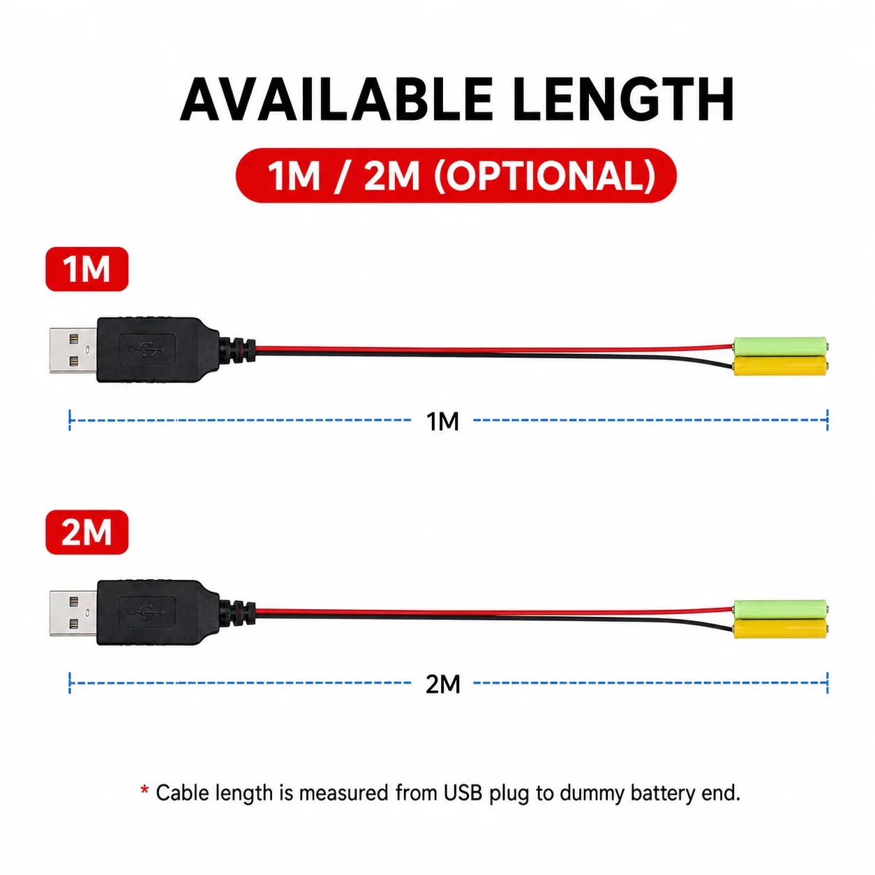USB 5V to 3V Dummy Battery Power Cable AA AAA Battery Eliminator Adapter Replacement Power Supply Cord 1M 2M view 3