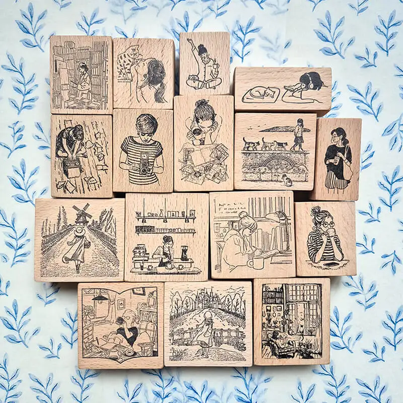 Girl Stamp Scrapbooking Supplies Work Book Journaling Scrapbook Wooden Stamps