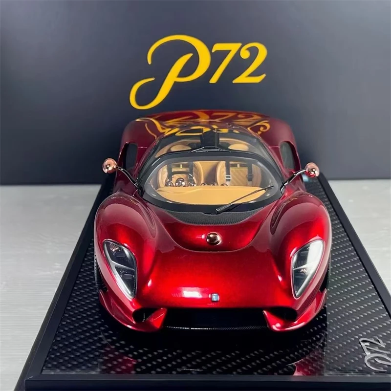 Peako 1:18 デトマソ P72 メタリックレッドシミュレーション限定版樹脂金属静的車モデルおもちゃギフト