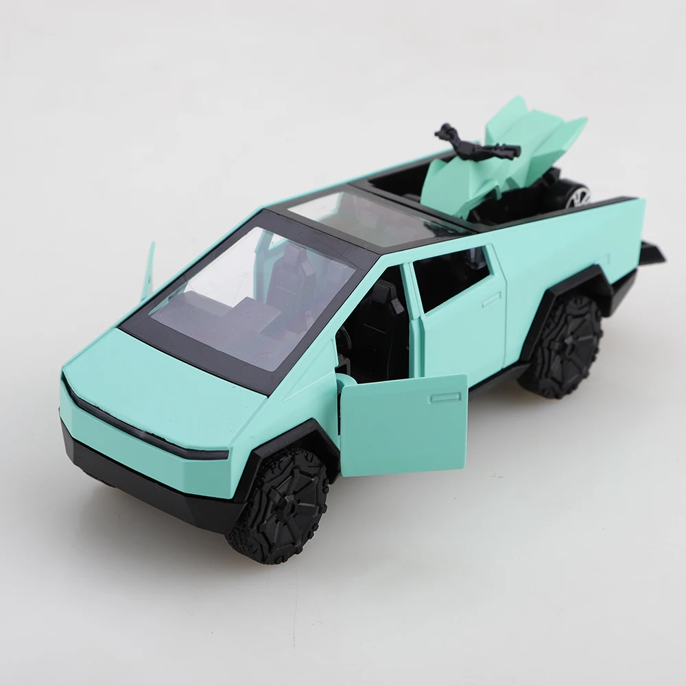 (Corrugated Box) 1/36 Scale, Futuristic Angular Pickup Style Toy Car, Powerful Spring, Metal Casting, Boy's Toy, the Best Gift.
