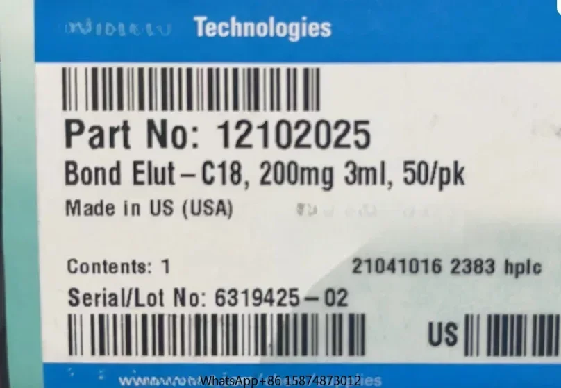 For Agilent 12102025 Bond Elut-C18 200mg 3ml 50/PK Solid Phase Extraction Column New Unopened 1Piece