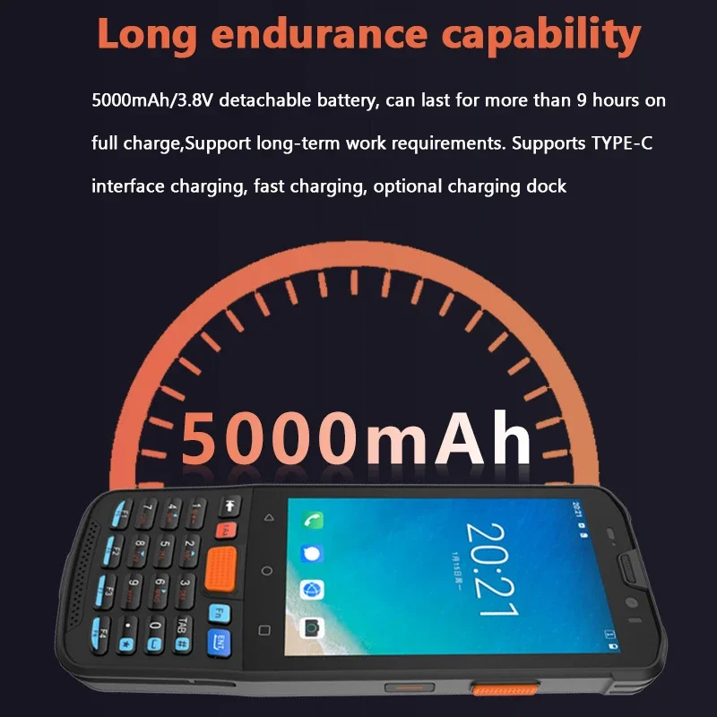 4G Rugged PDA Industrial Android 11 RAM/ROM 4GB+64GB Handheld Terminal with 1D Barcode QR Scanner Data Collector 5000mAh Device