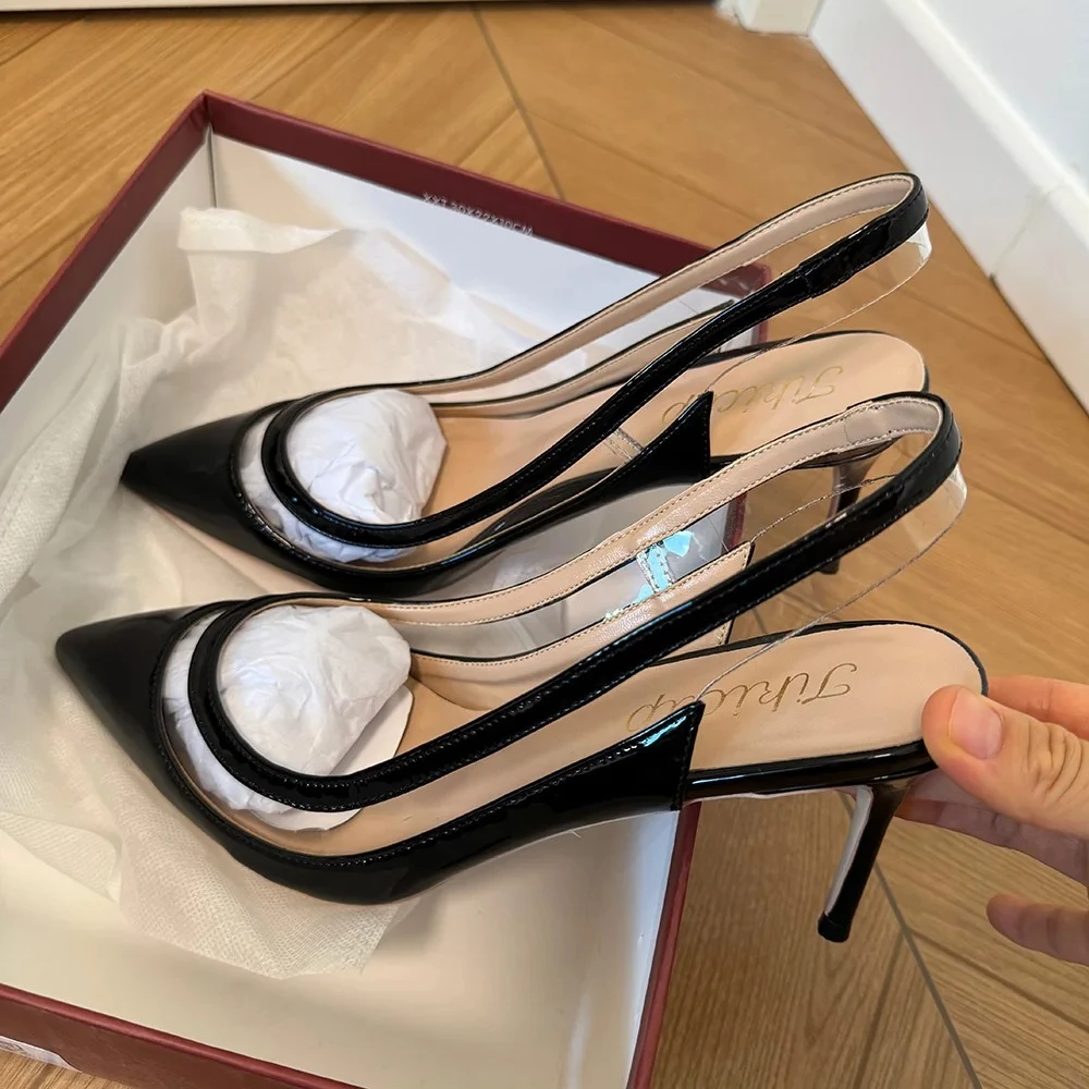 

Пикантные черные прозрачные летние женские туфли-лодочки на высоком каблуке 12 см с острым носком, женские туфли-лодочки на высоком каблуке, вечерние свадебные туфли
