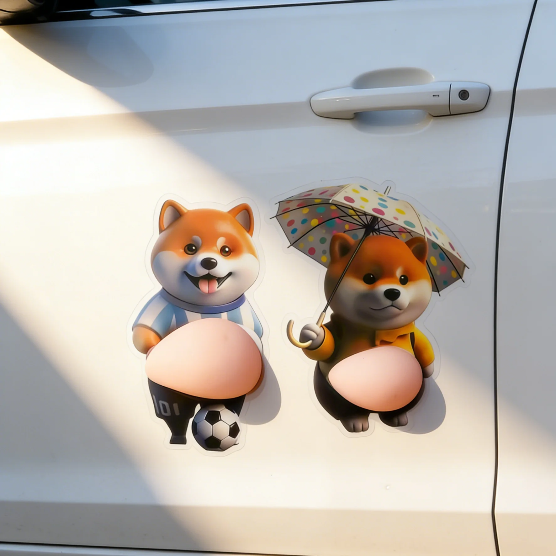 6/4/2Pcs Cute Big Belly Corgi Squeeze Stickers, Car Door Anti-collision Protector, Home Kitchen Office Decor, Party Gifts