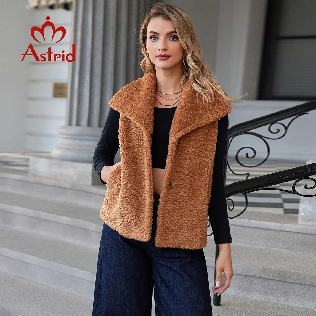 Astrid Gilet da donna Teddy Cappotto Gilet senza maniche Cappotto in pelliccia di pile solido Elegante femminile spesso caldo Parka casual Trend