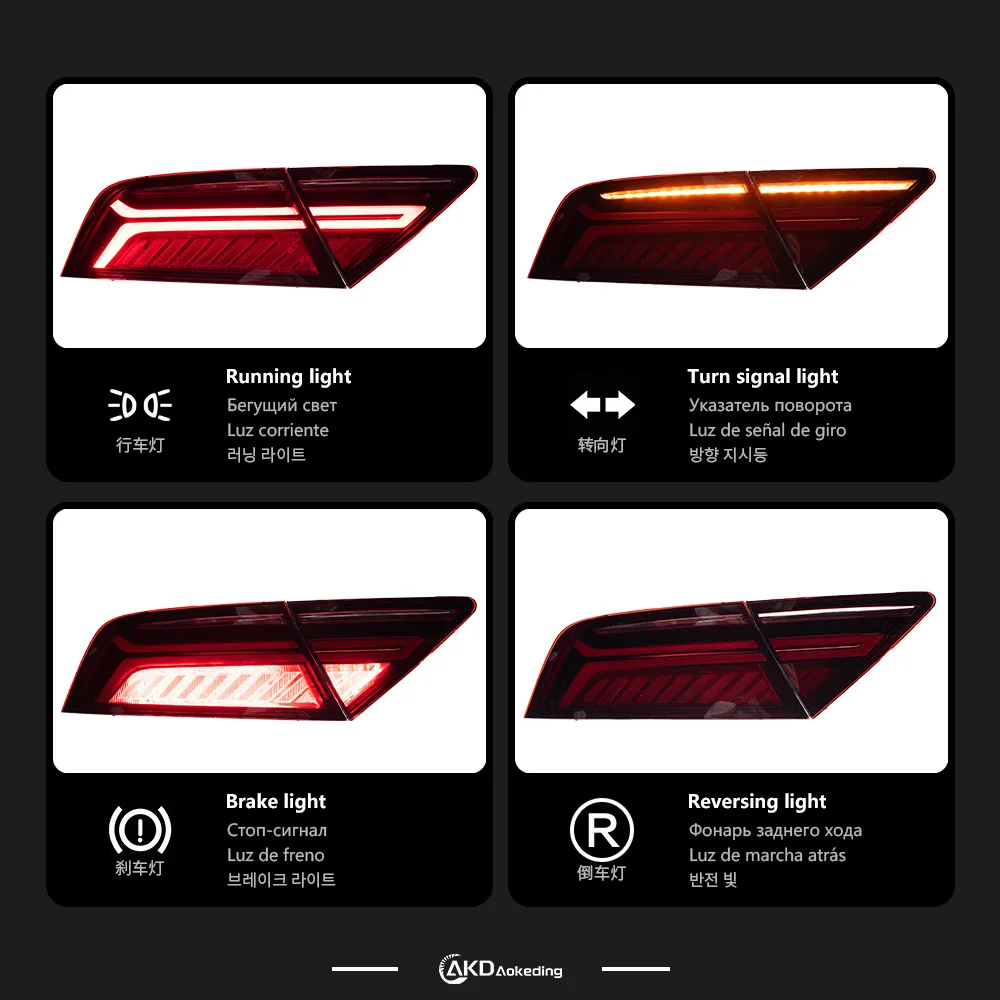 AKD 2 PCS For  Audi A7 2011-2018 RS7 LED Auto Rearlight Assembly Upgrade R-Line Style Design Tool Accessories