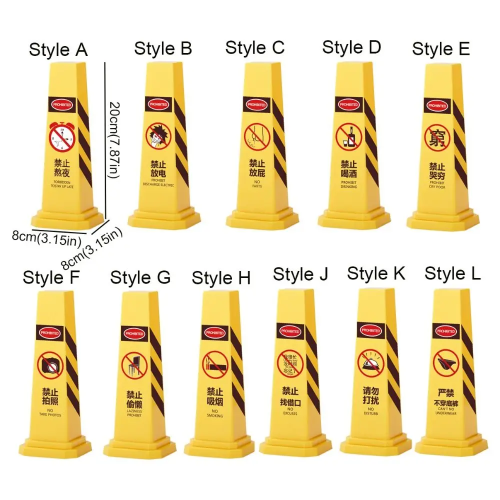 Warning Sign Pen Holder Plastic Large Capacity Stationery Storage Box Reflective Cone Desktop Ornament for Kids Gift