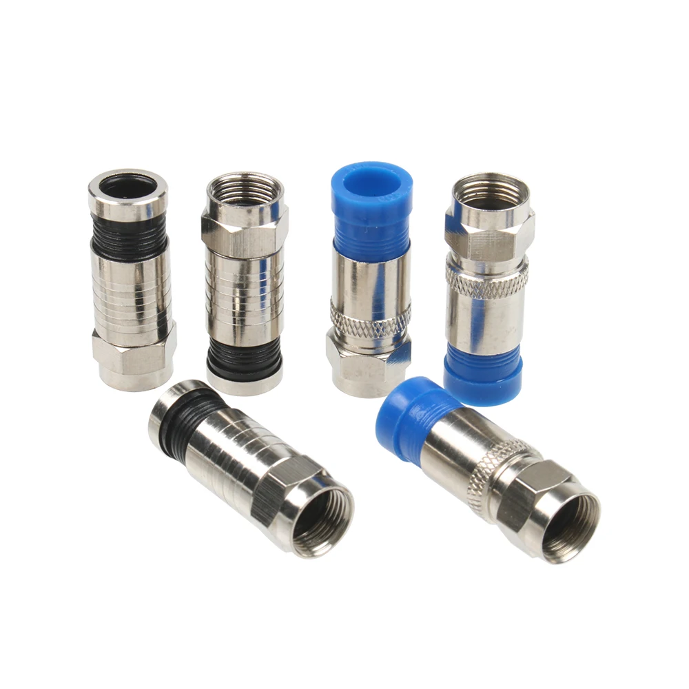 10pcs 20pcs RG6 Compression Connectors Waterproof Connection F Compression Connector Coax Cable Coaxial Compression Tool
