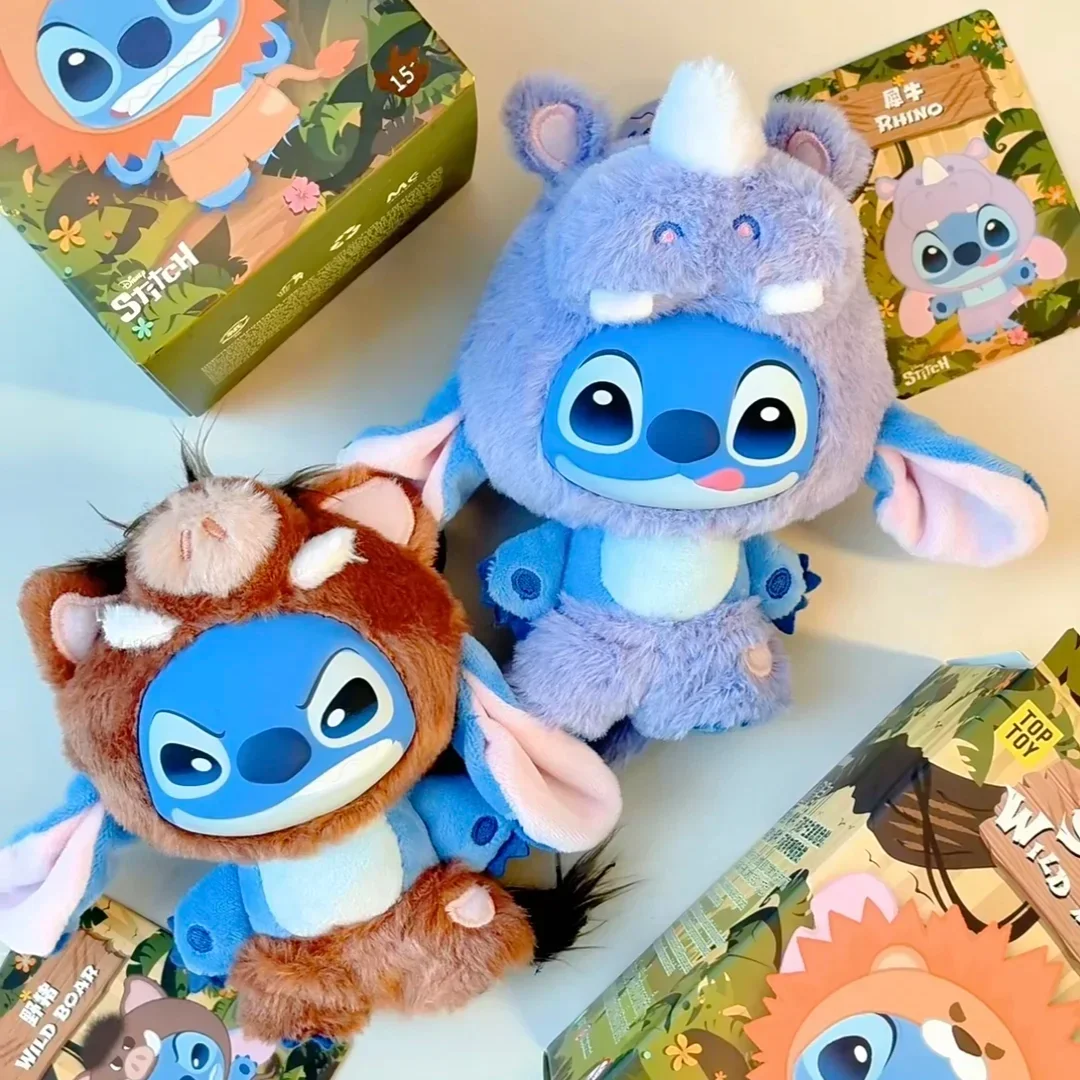 2025 Disney Stitch Wild Animal Series Blind Box Plush Dolls Pendant Cute Doll Ornament Mystery Box Surprise Toys Gifts