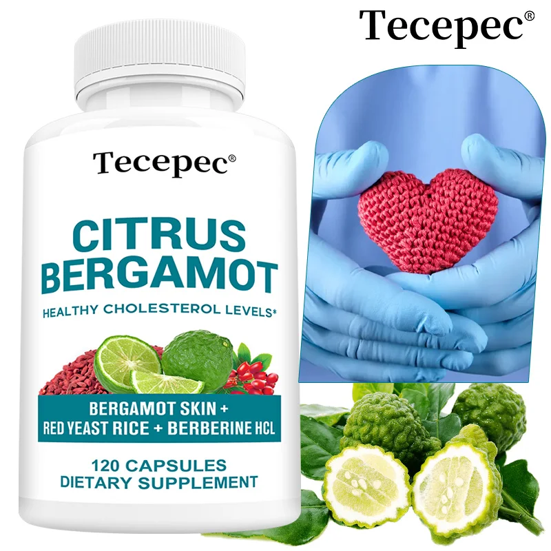 Bergamota cítrica - con cáscara de bergamota + arroz con levadura roja + bereberina HCl, apoya el colesterol y la salud cardiovascular