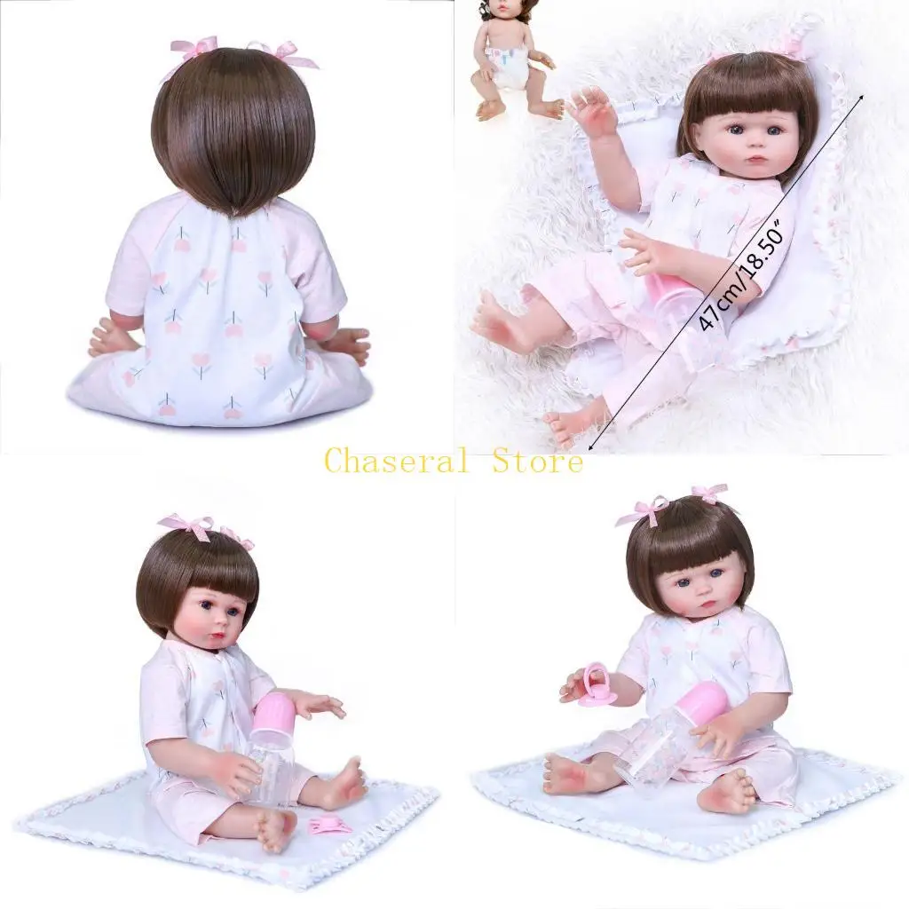 

E7CE 47 см Реалистичная кукла из мягкого винила для малышей, Реалистичная игрушка с голубыми глазами для девочек, подарки на