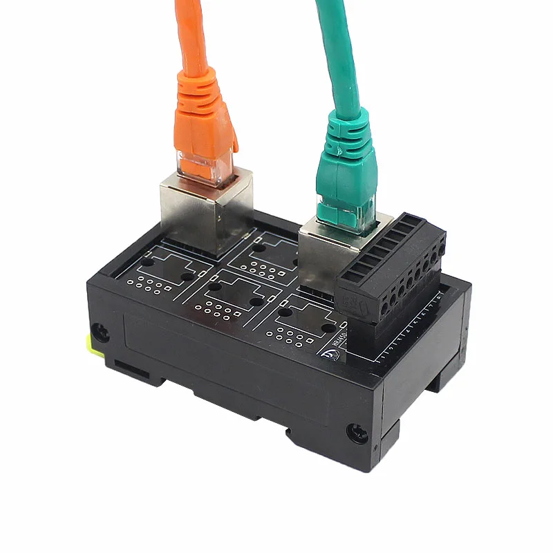 RJ45 to screw 8P8C Jack 2-Way Buss Breakout Board Terminal Block, Connector DIN rail mounting RJ45 connector