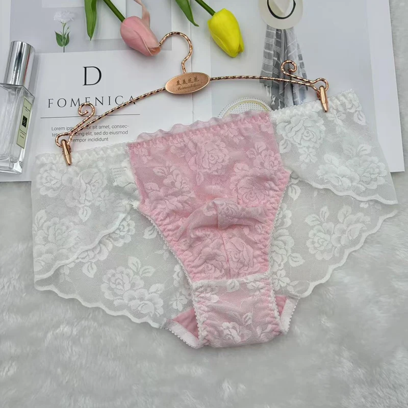 

Sexy Japanese underwear lace Solid color breathable briefs slip gay men transparente