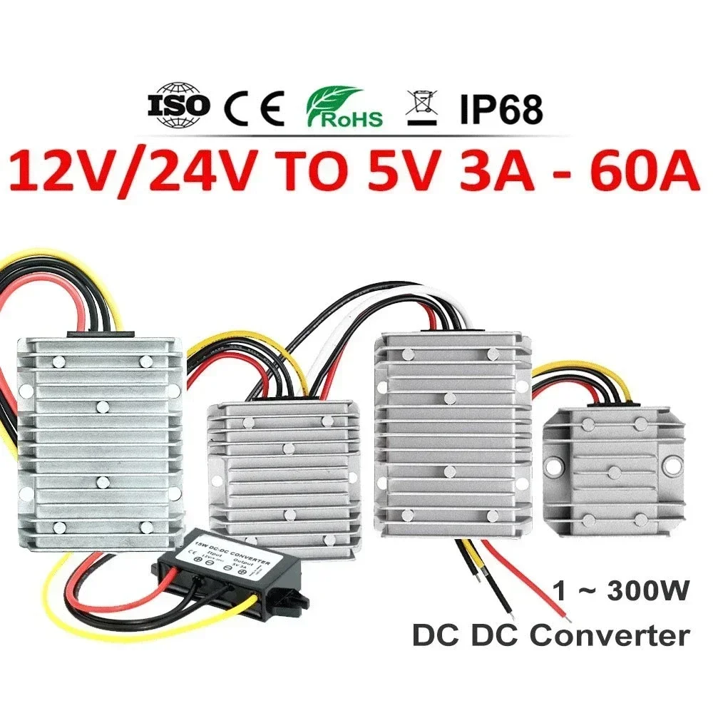 

12V 24V to 5V 3A 5A 10A 15A 20A 30A 40A 50A 60A Buck DC DC Power Converter Regulator Step Down Reliable Car LED Power Supply CE