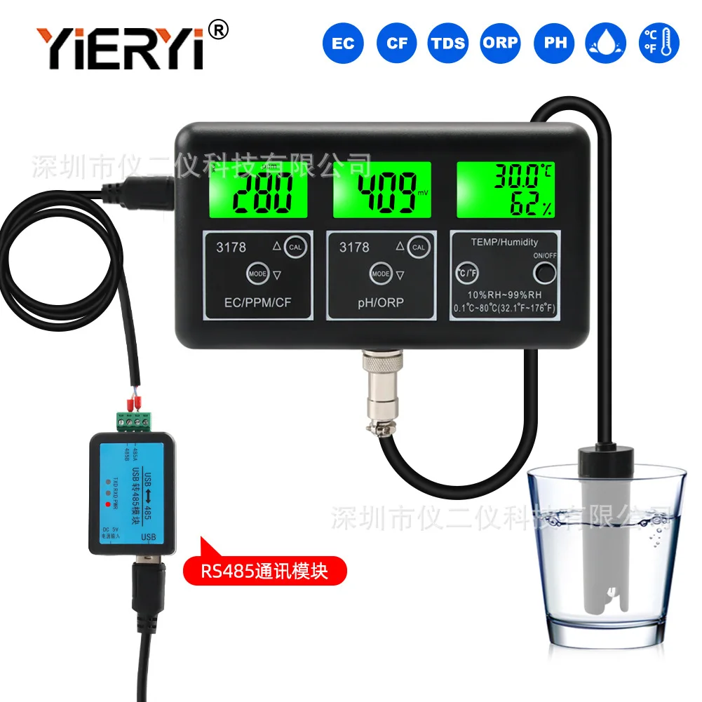 For RS485 Module 7-in-1 Water Quality Tester PH PH/TDS/EC Conductivity/ORP Online Monitoring