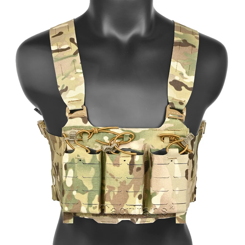 Tactical Placard Chest Rig Triple Magazine Pouch MAG Insert Laser Cut Slot H Harness Waist Strap Belly Pack Airsoft Hunting Vest