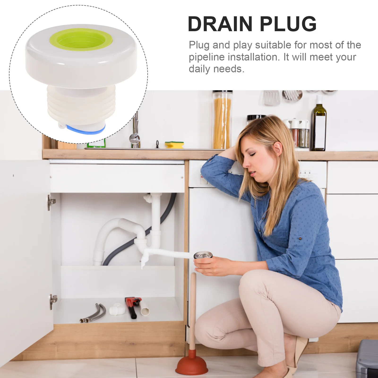 قابس ختم الصرف، سيليكون ممتاز مضاد للرائحة، خفيف الوزن ومرن للمطبخ والحمام وغطاء خرطوم الغسالة وختم الصرف الصحي