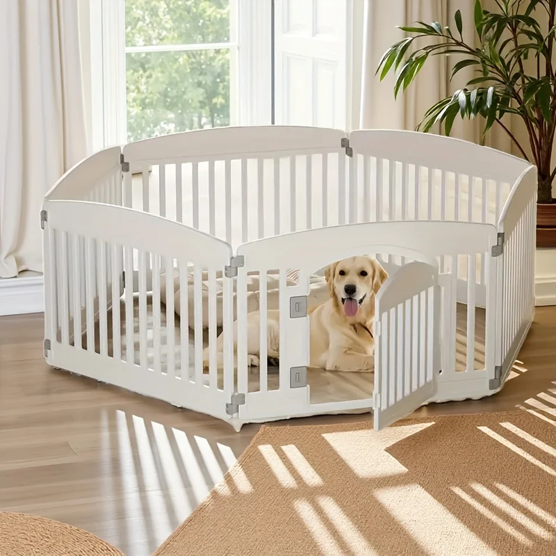 

4 Side/6 Side Dog Pen - With Non-Slip Bottom, Portable Indoor Expandable Durable Pet Pen For Medium Dogs - Lightweight Portable