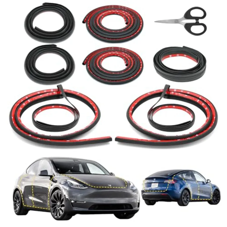 

Car Weather Stripping for Tesla Model Y Soundproof Seal for Wind Noise Reduction Door Trunk A B Pillar Rubber Seals to Enhance