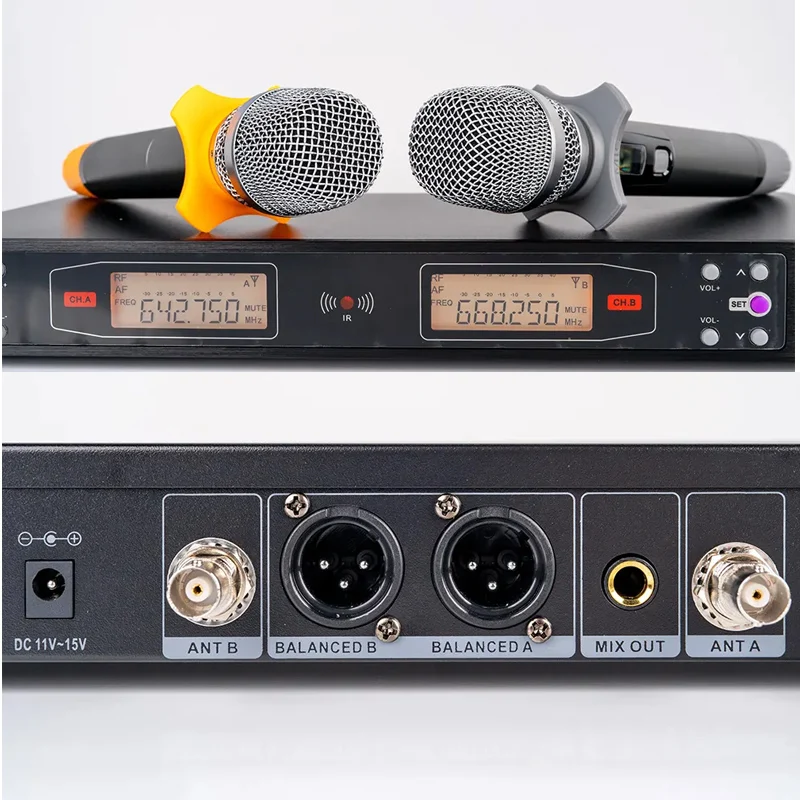

New UHF Portable Microphones Profesional Dynamic Cordless Professional Church Studio Mic oke Microphone Wireless System