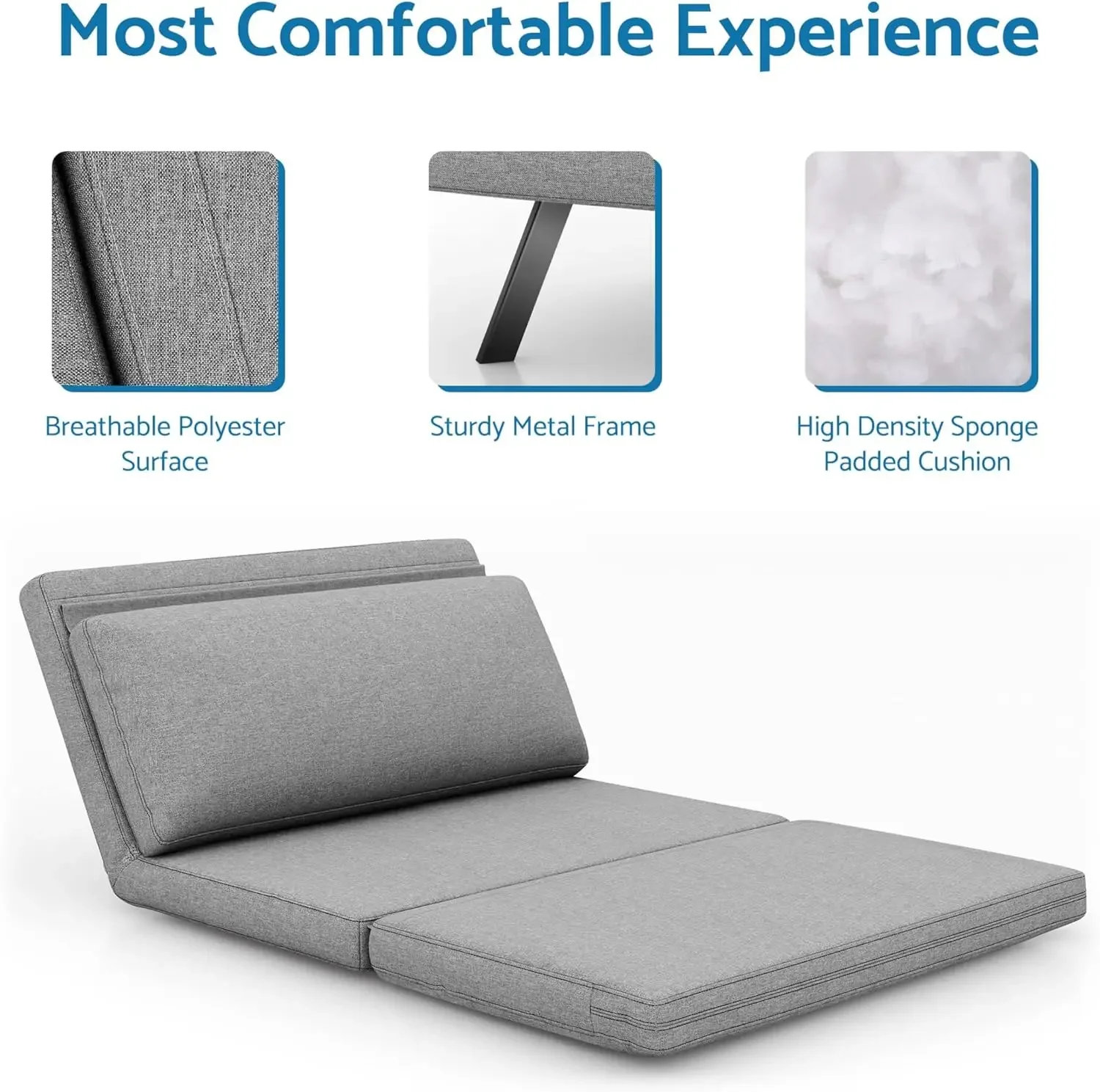 LIFERECORD Convertible Futon Sofa Bed 4 in 1 Multi-Function Modern Mini Single Floor Sleeper Chair with Adjustable Backrest for