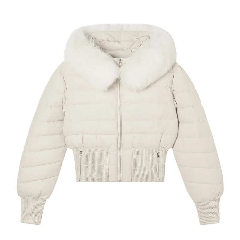 

Пальто-парки, женская однотонная короткая куртка на молнии с меховым отложным воротником и длинным рукавом, с завязкой на талии, толстая, тонкая, повседневная, осень-зима 2025 г.