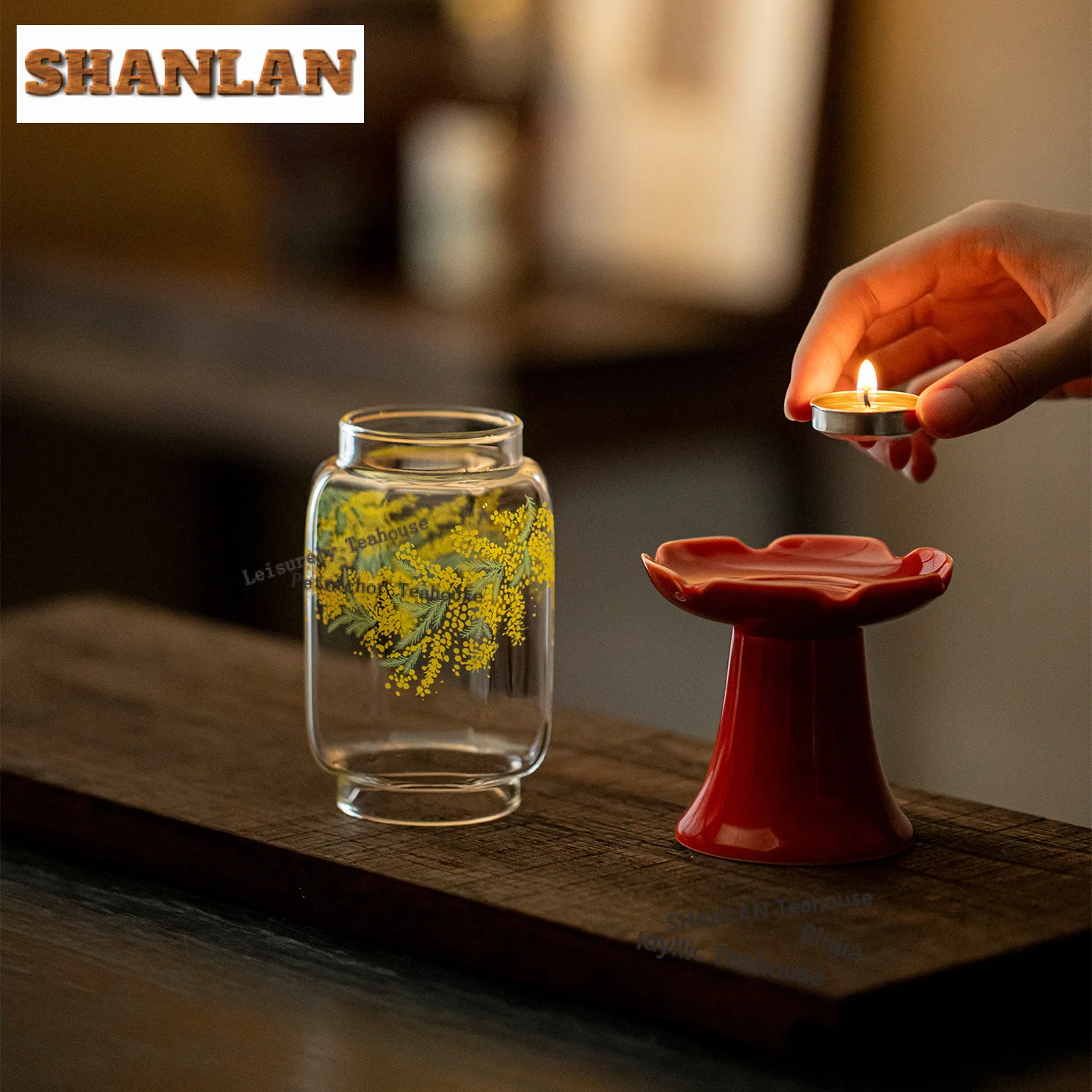 Gold Lily Glass Candle Holder Luxury Scented Aromatic Candles Candle Lights Tea Ceremony Wedding Decoration Collection Craft