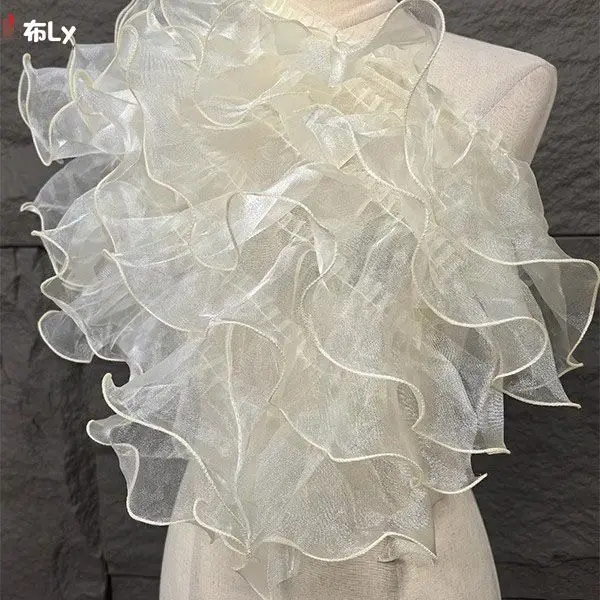 Large Wave Ripple Lace Mesh Fabric Shiny Organza for Cuff Skirt Decoration Designer DIY Clothing Accessories