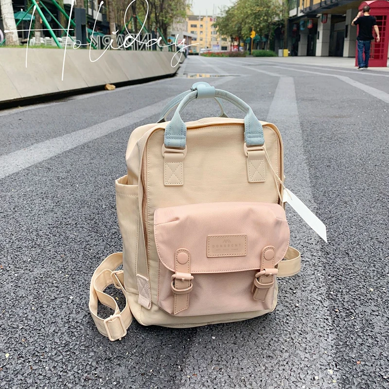 Doughnut Mcngbcnt Canvas Bapa Large Capaci Student Bookbag New Color Double oulder Bag Korean Sle College Wind