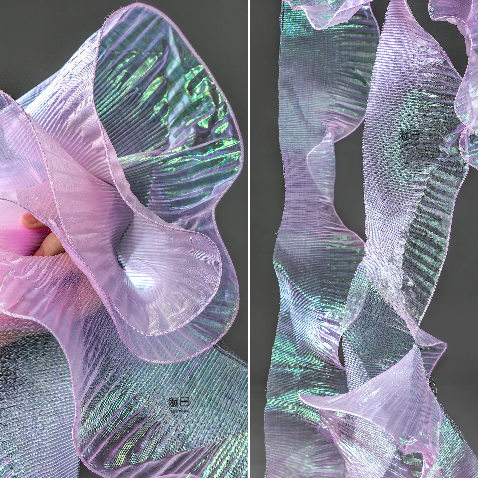 Pink Purple Iridescent Transparent Leaf Large Lace Organza DIY Pleated Creative Wedding Dress Clothing Designer Accessories