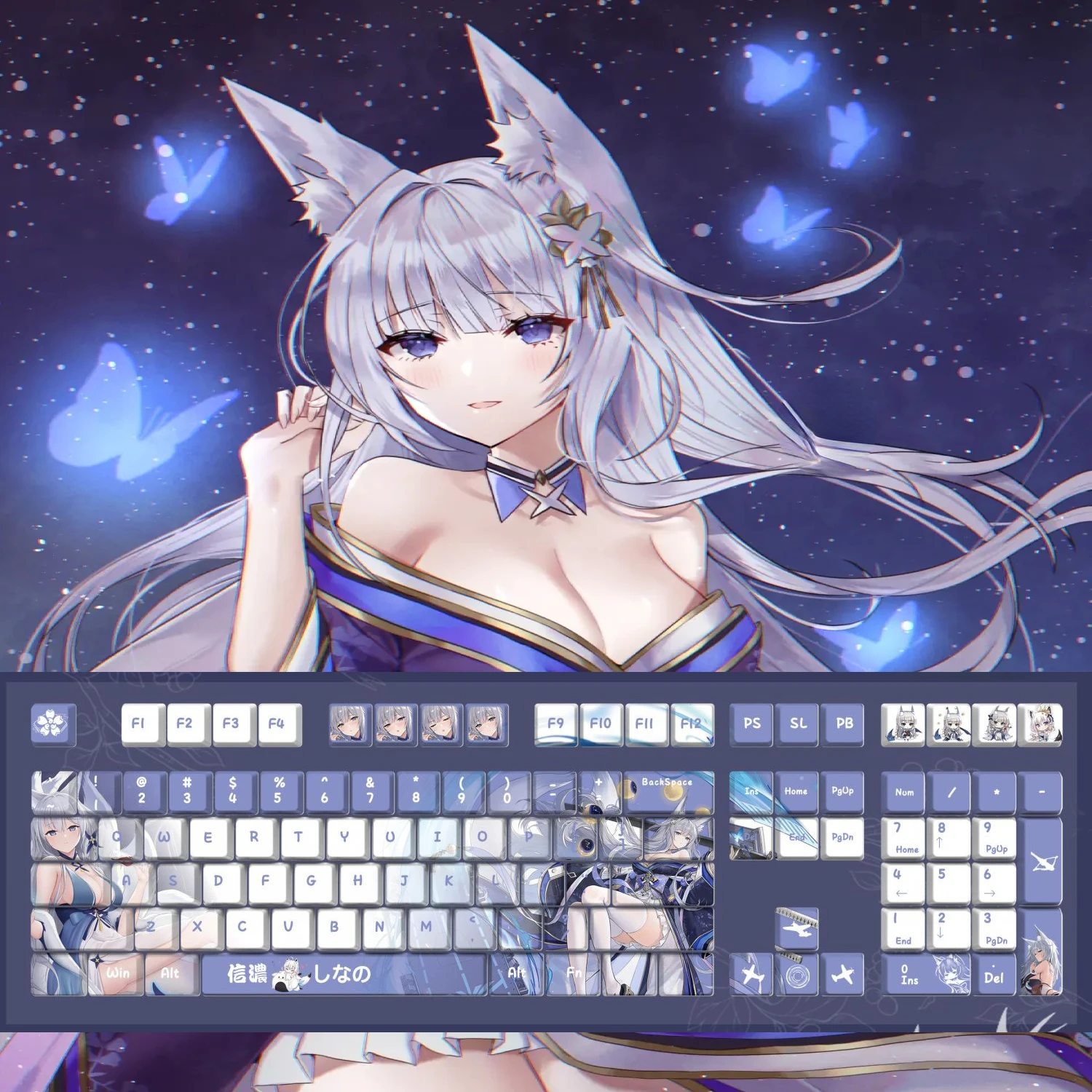 108 Keys/Set  Azur Lane IJN Shinano Keycap PBT Cute Sexy Girl Key Cap Cherry Profile for MX Switch DIY Mechanical Keyboard