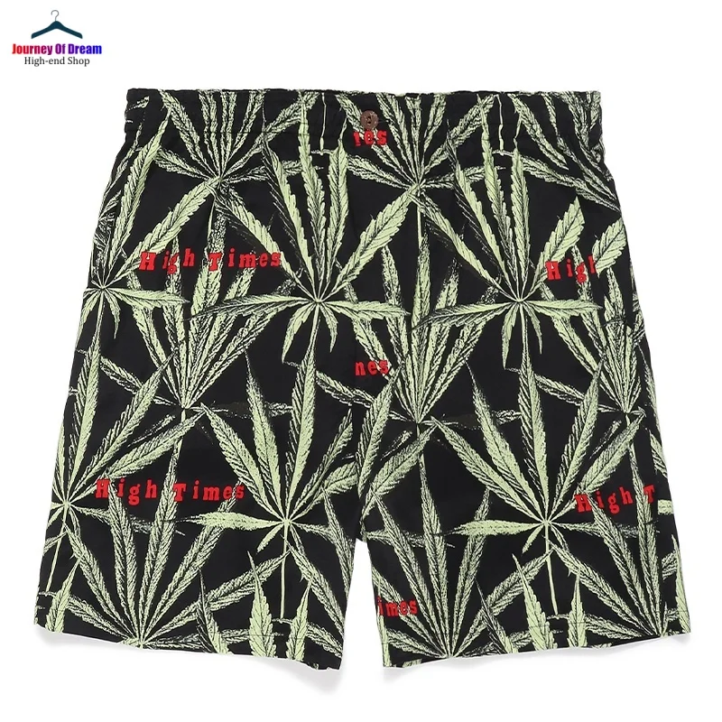 WACKO MARIA Full Print Leaves Leisure Hawaiian Shorts High Quality Summer Mens Womens Loose Hip Hop Shorts