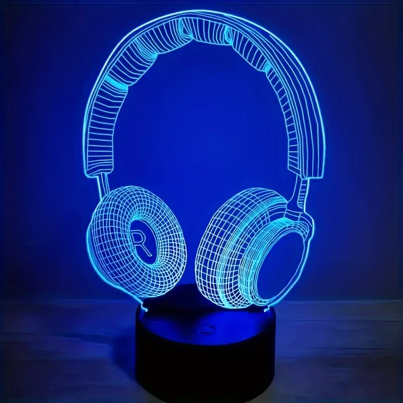 Sports Headphones Night Light 3D Lamp Lights 7 Colors Flashing Modes Dimmable Table Lamps Relieve The Pressure Office Room Decor