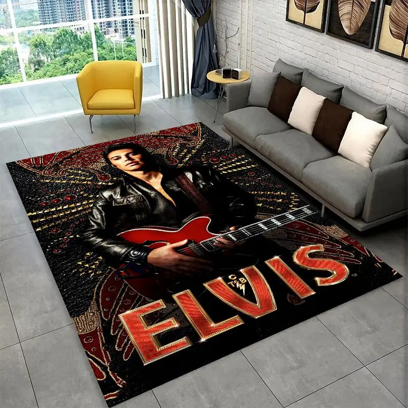Retro The King E-Elvis Presley Non-Slip Area Rug for Living Room,Bedroom,Playroom,Soft Carpet Floor Mat Home Decor Rug  Room