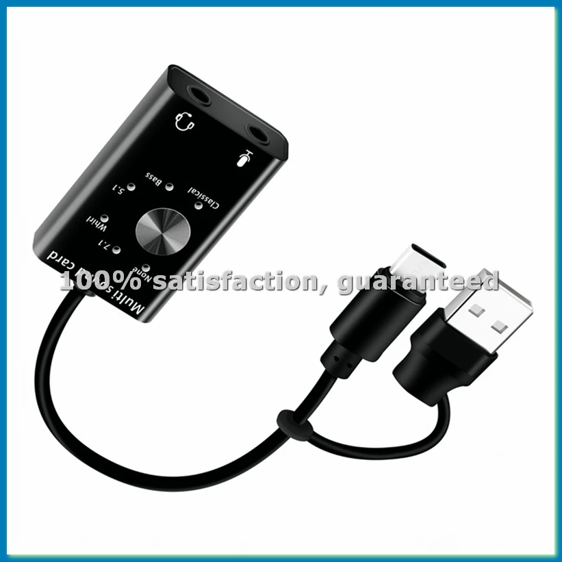 

Внешняя звуковая карта USB2.0 Type C, стереоадаптер для микрофона, профессиональный конвертер для ноутбука, гарнитуры, ПК, динамиков-ABWO