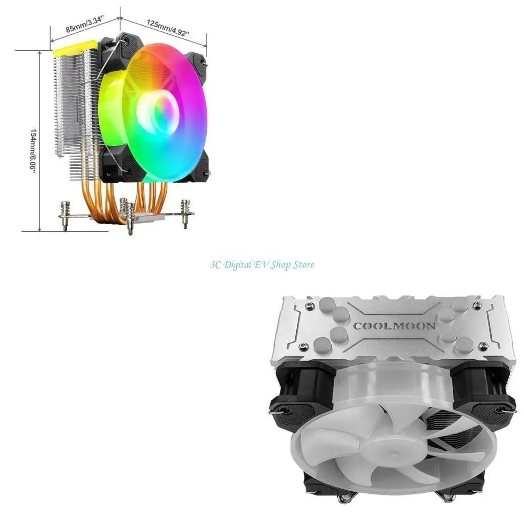 E74D CPU Cooling ARGB Silent 4 Heat Pipes Multi-platform Computer CPU Fan Heatsink