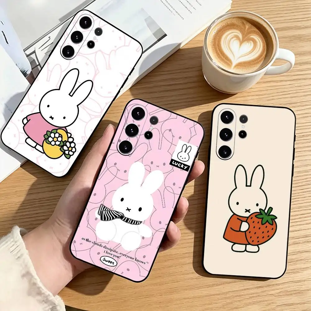Miffy R-Rabbit C-Cartoon  Phone Case For Samsung S25,S24,S21,S22,S23,S30,Ultra,S20,Plus,Fe,Lite,Note,10,Black Cover Gift