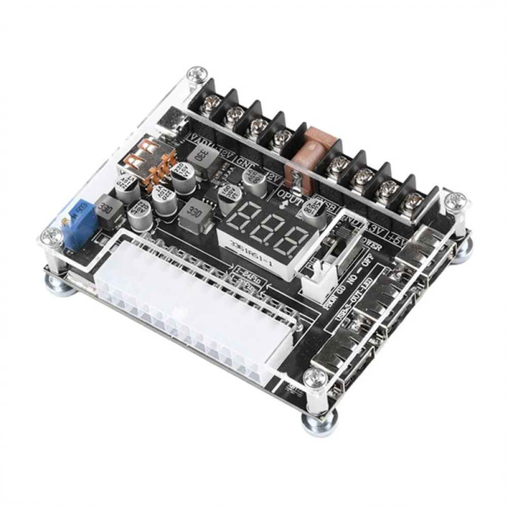 ATX Power Breakout Board Adapter Module 20Pin 24Pin With Voltage LED Screen For PC PSU Conversion Benchtop Power Supply